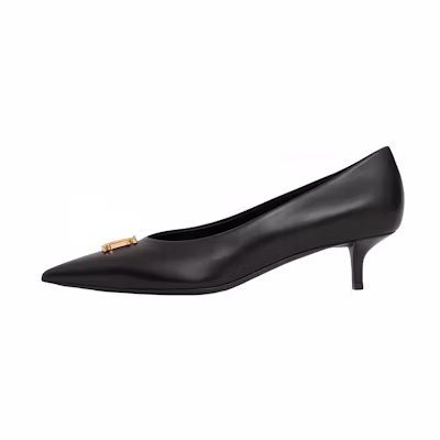 (W) Burberry Leather Mid-Heel Pump 'Black'