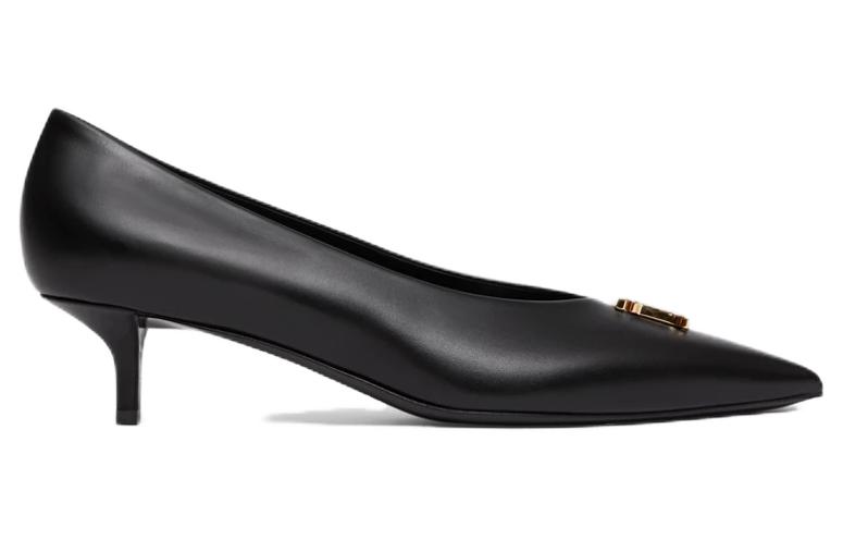 (W) Burberry Leather Mid-Heel Pump 'Black' 圖 2