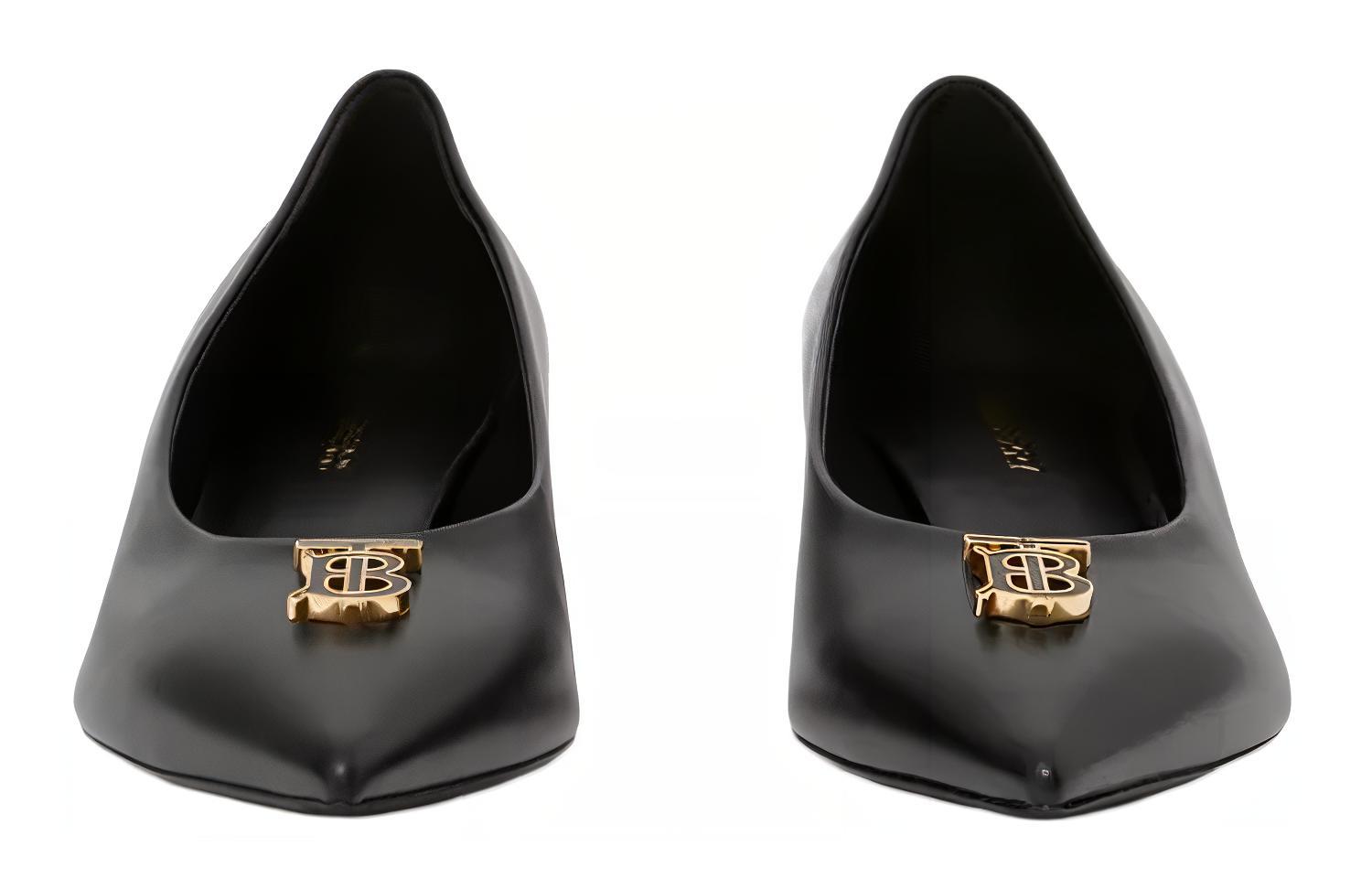 (W) Burberry Leather Mid-Heel Pump 'Black' 圖 3