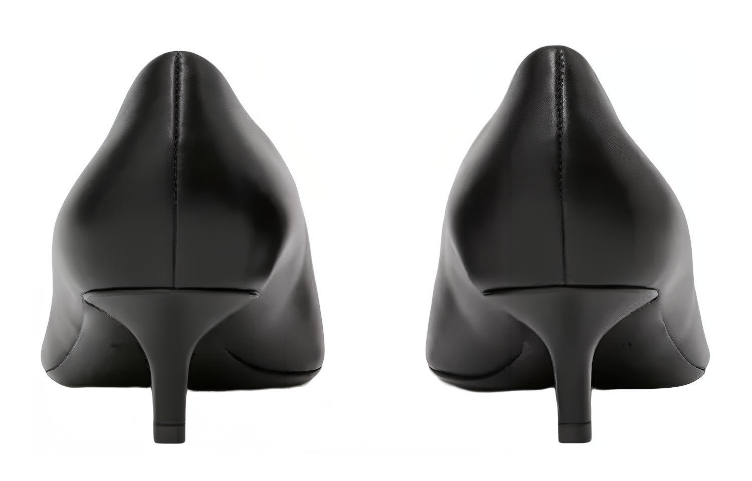 (W) Burberry Leather Mid-Heel Pump 'Black' 圖 4