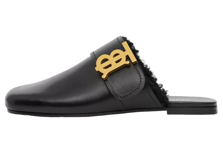 Burberry Faux Trimmed Leather Mules