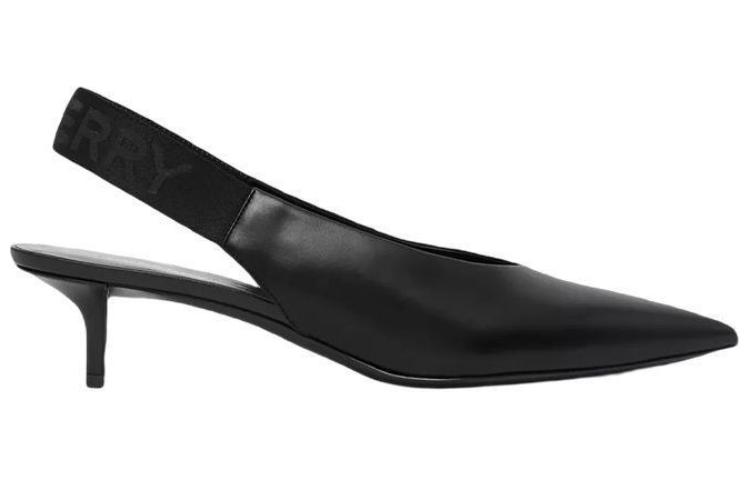 Order (W) バーバリー レザー オープンヒール ミドルヒール (ブラック) 80534621