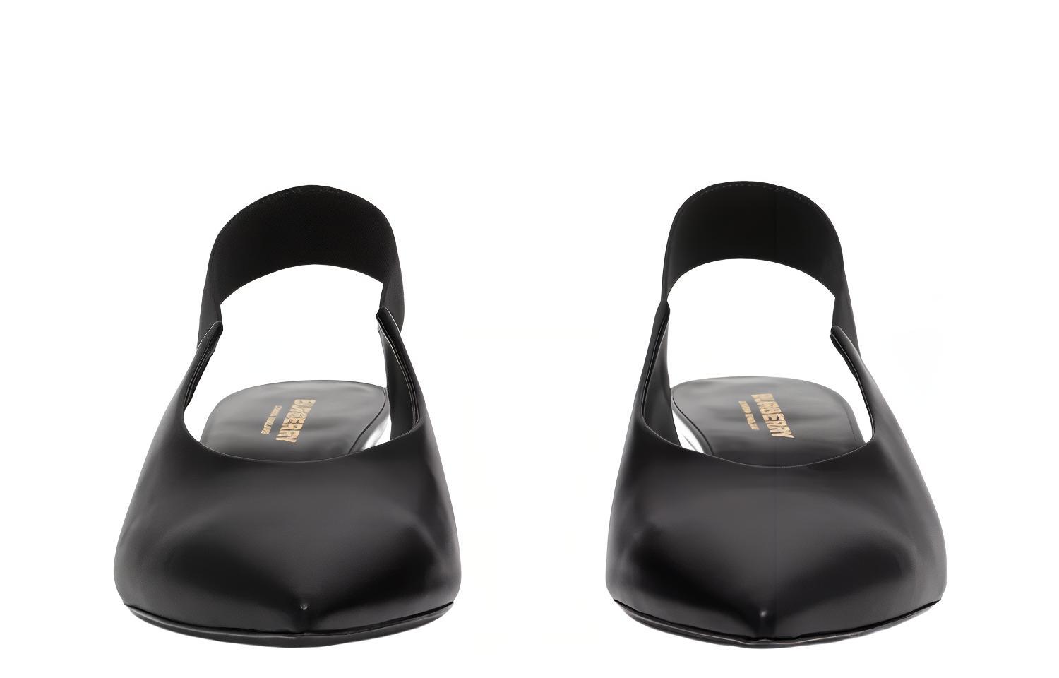 Lookbook (W) バーバリー レザー オープンヒール ミドルヒール (ブラック) 80534621