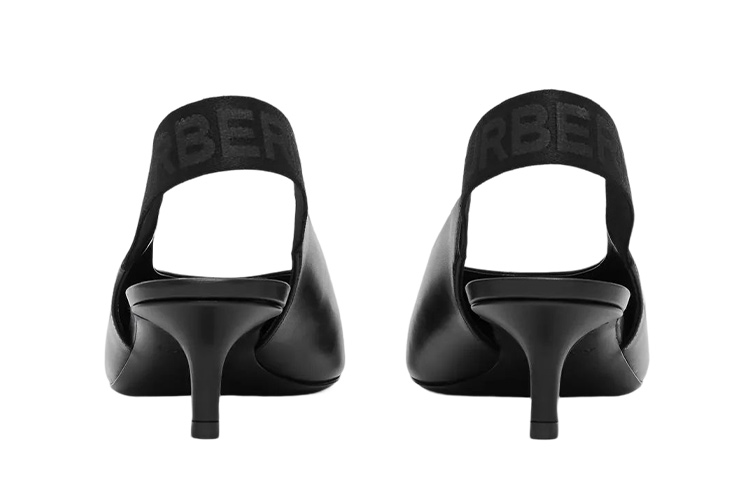 Shop (W) バーバリー レザー オープンヒール ミドルヒール (ブラック) 80534621