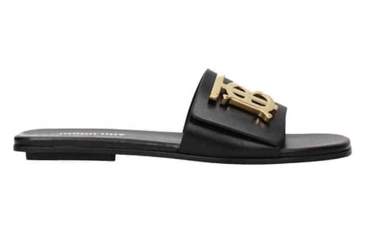 Order (W) Burberry Sandal Kulit Terbuka 'Hitam' 80572541