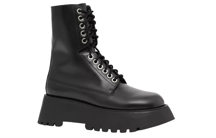 Order (W) Burberry Sepatu Boot Platform Kulit 'Black Fashion' 80575521