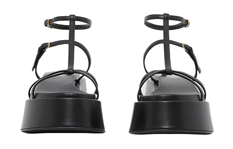 Order 博柏利 時尚皮革厚底涼鞋 女款 黑色