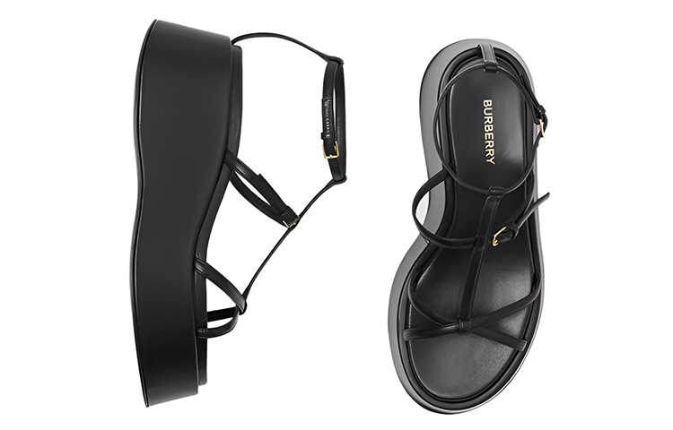 Shop 博柏利 時尚皮革厚底涼鞋 女款 黑色