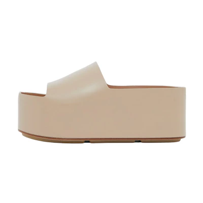 (W) Burberry Leather Platform Sandal 'Soft Fawn'