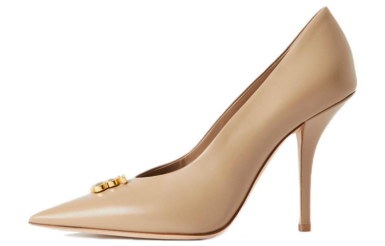 (W) Burberry Leather Pointed-Toe High Heels 'Beige Check'