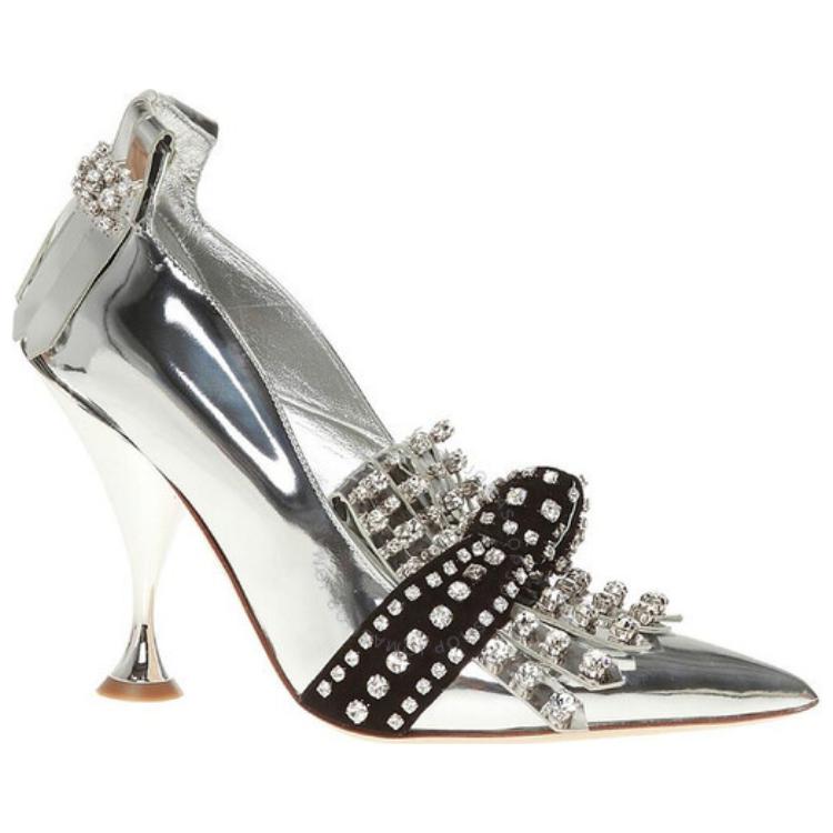 (W) Burberry Leather Pointed-Toe High Heels 'Silver' 圖 2