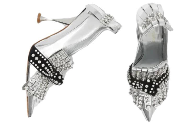 (W) Burberry Leather Pointed-Toe High Heels 'Silver' 圖 4