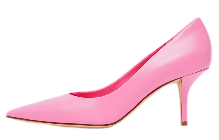 (W) Burberry Leather Pointed-Toe Pumps 'Pink Eyelet Detail'