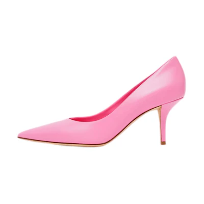(W) Burberry Leather Pointed-Toe Pumps 'Pink Eyelet Detail'
