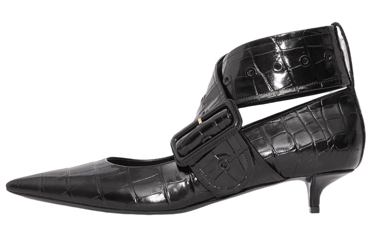 (Women) Burberry Leather Pointed Toe Kitten Heels 'Black' 80601401