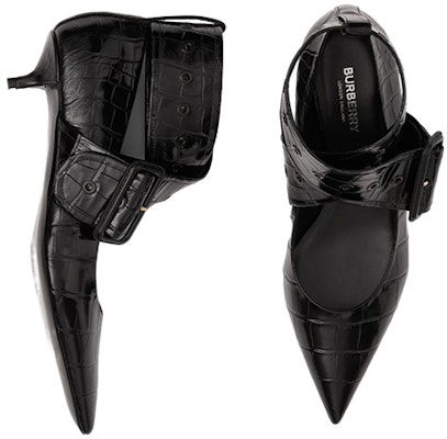 (W) Burberry Kulit Sepatu Hak Kucing Runcing 'Hitam' 80601401 Lookbook (W) Burberry Kulit Sepatu Hak Kucing Runcing 'Hitam' 80601401