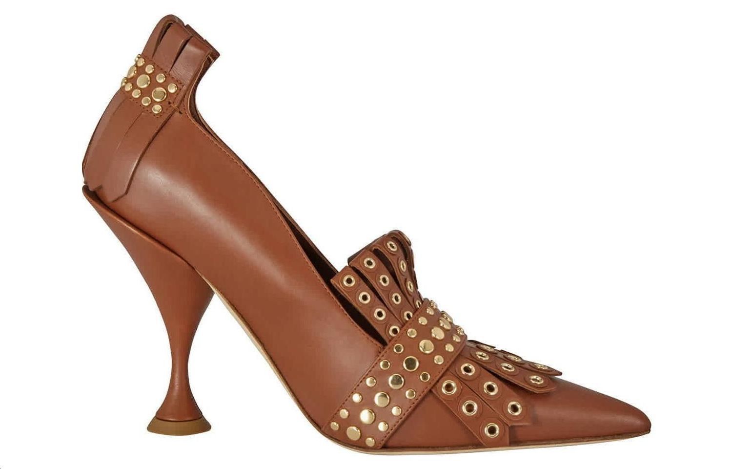 Order (W) Burberry Leren Puntige Neus Slip-On Hoge Hak ''Bruin'' 80203791