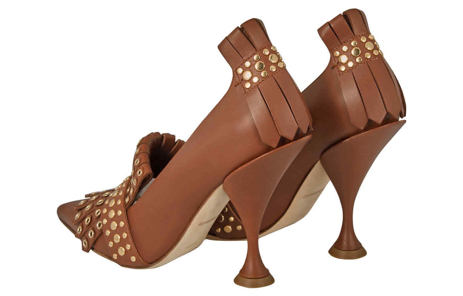 Shop (W) Burberry Tacones Altos de Piel con Punta Afilada Slip-On 'Marrón' 80203791