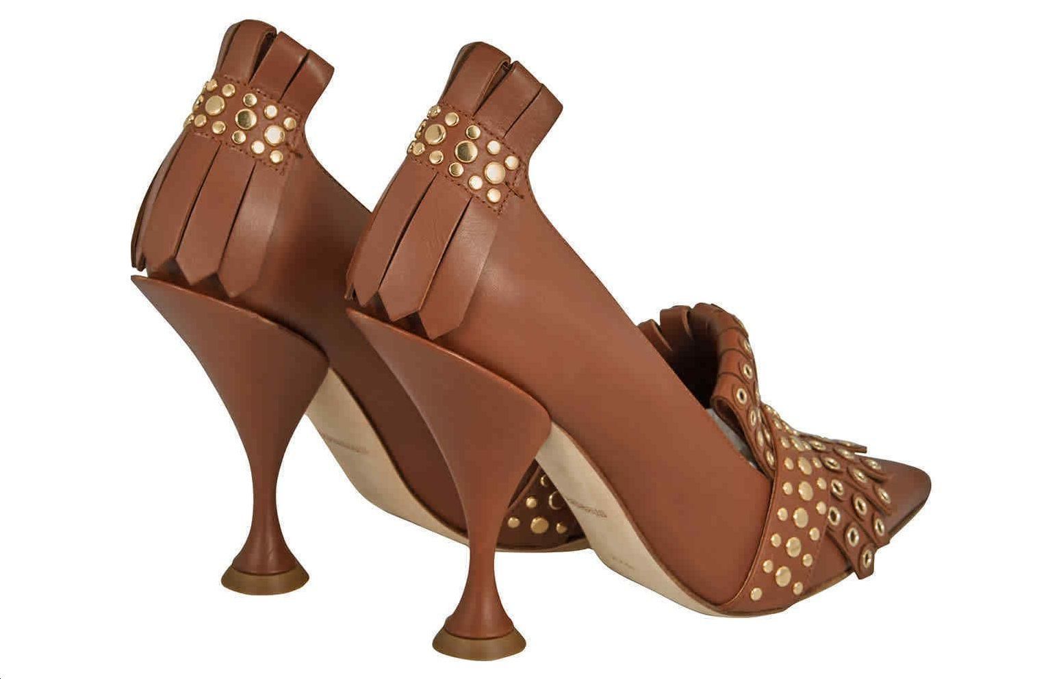 Purchase (W) Burberry Tacones Altos de Piel con Punta Afilada Slip-On 'Marrón' 80203791