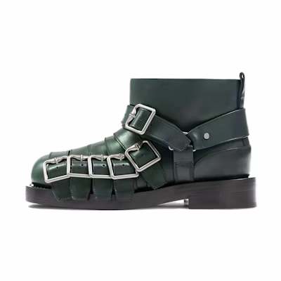 (W) Burberry Leather Round-Toe Ankle Boot 'Green'