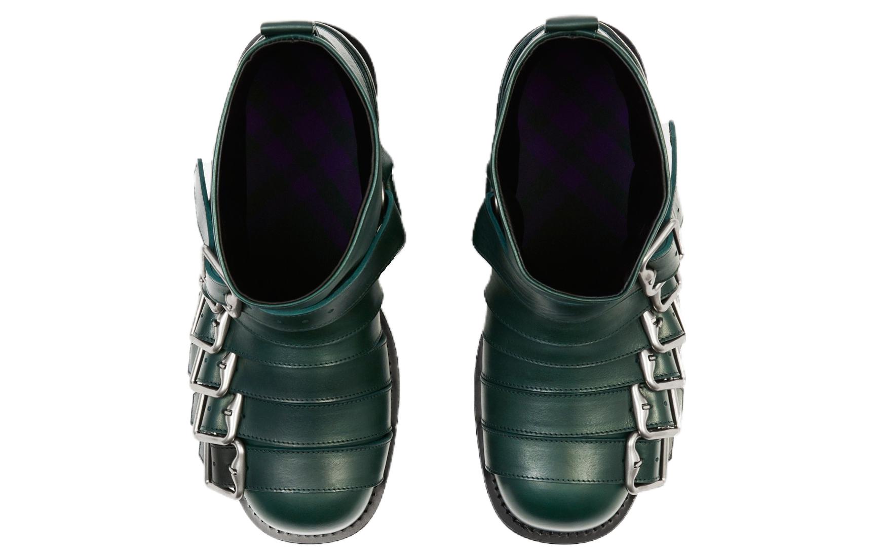 Order (Women) Burberry Leather Round-Toe Ankle Boot 'Green' 80773771