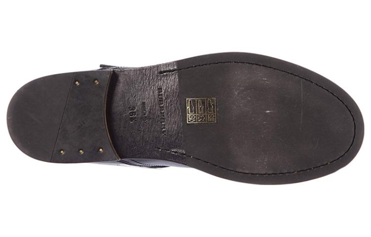 (W) Burberry Leather Round-Toe Check Ankle Boots 'Black' 圖 4