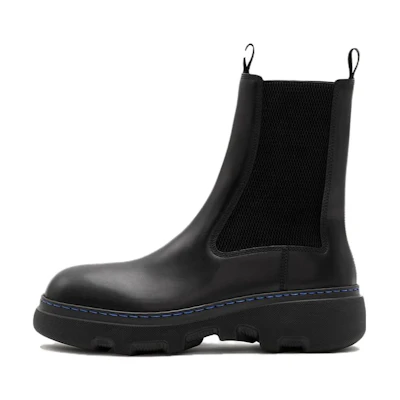 (W) Burberry Leather Round-Toe Chelsea Boots 'Black'