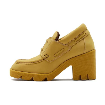 (W) Burberry Leather Round-Toe Loafers 'Yellow'