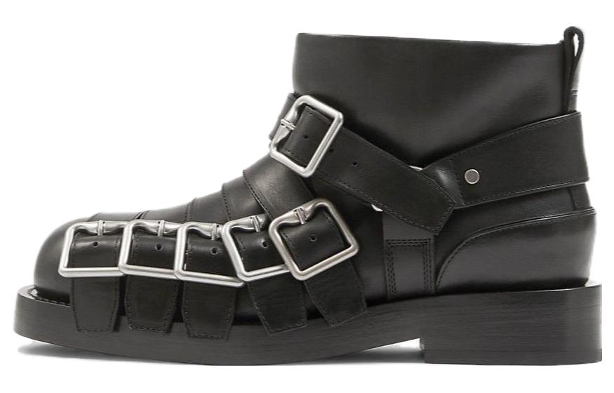 (W) Burberry Leather Round-Toe Slip-On Boots 'Black'