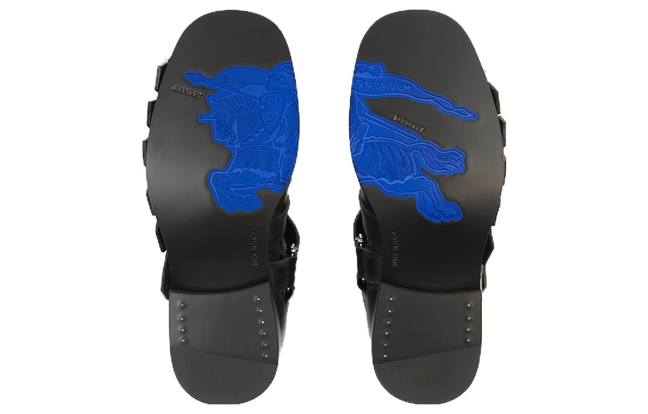 (W) Burberry Leather Round-Toe Slip-On Boots 'Black' 圖 4