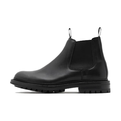 (W) Burberry Leather Round-Toe Slip-On Chelsea Boots 'Black'