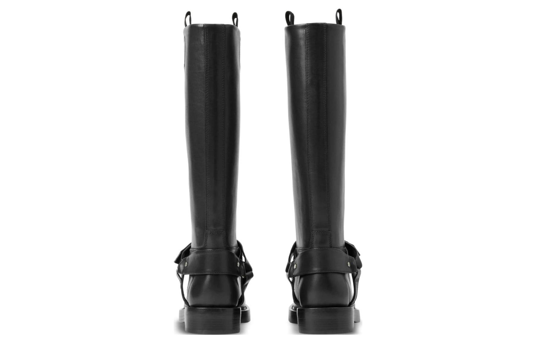 Shop (W) Botte Haute en Cuir Burberry Saddle ''Noir'' 8075379