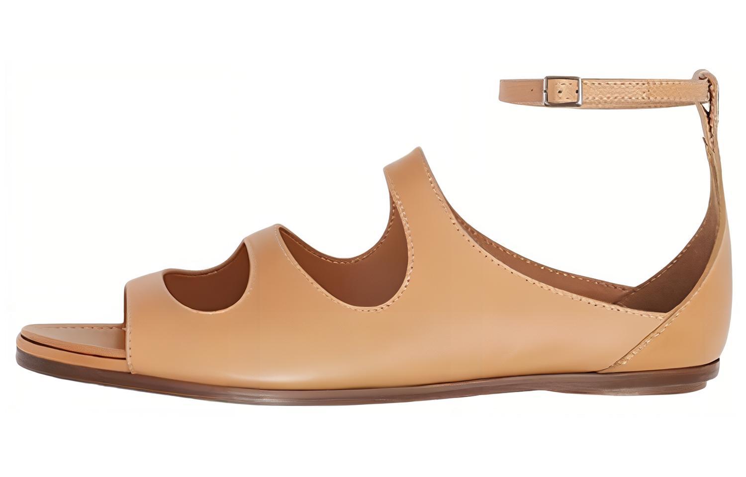 (W) Burberry Leather Sandals 'Light Chestnut Cut-Out Detail'