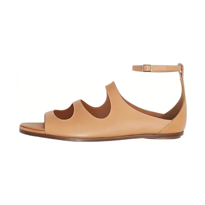(W) Burberry Leather Sandals 'Light Chestnut Cut-Out Detail'