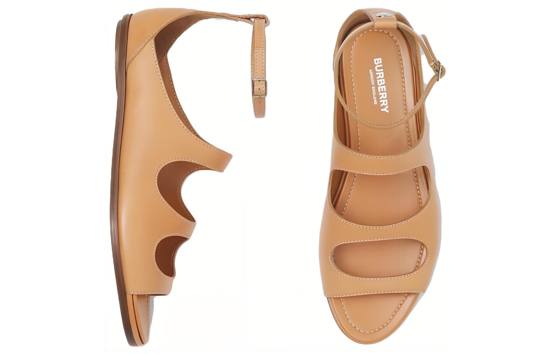 (W) Burberry Leather Sandals 'Light Chestnut Cut-Out Detail' 圖 3