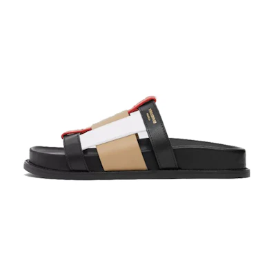 (W) Burberry Leather Slide 'Colorblock Black'