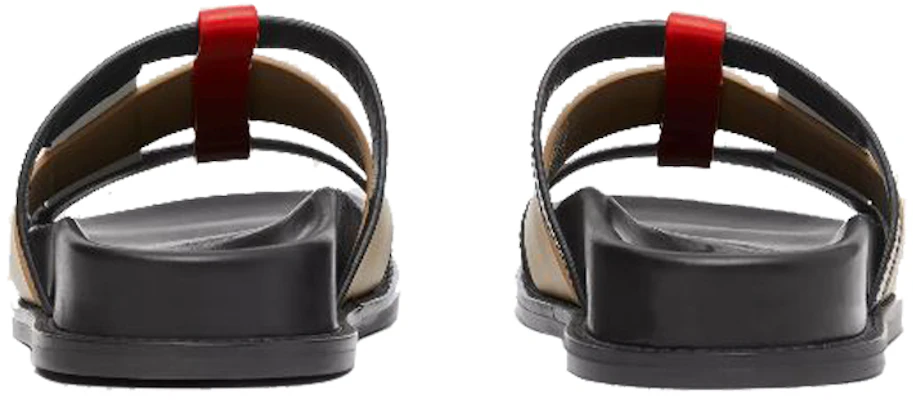 Burberry 巴寶麗 拼色皮革拖鞋 黑色 女款 Shop Burberry 巴寶麗 拼色皮革拖鞋 黑色 女款