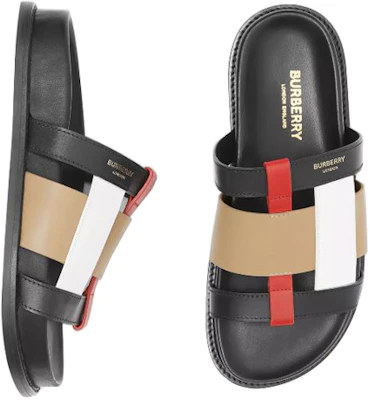 Burberry 巴寶麗 拼色皮革拖鞋 黑色 女款 Purchase Burberry 巴寶麗 拼色皮革拖鞋 黑色 女款