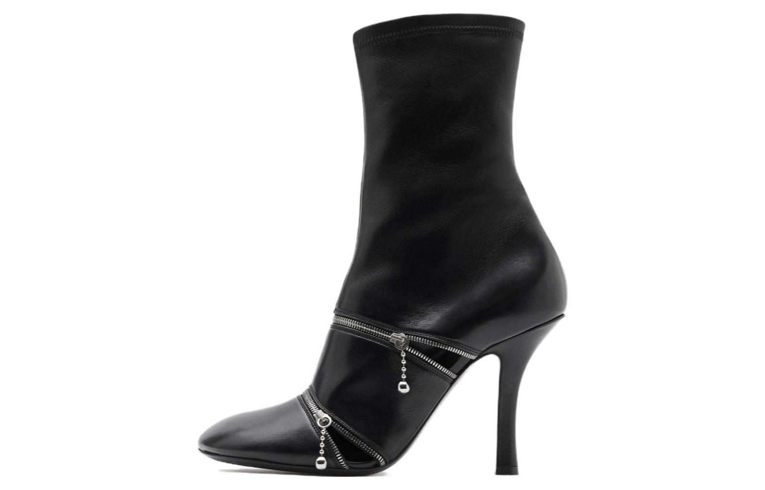 (Women) Burberry Leather Square Toe Boots 'Black Comfort' 80802501