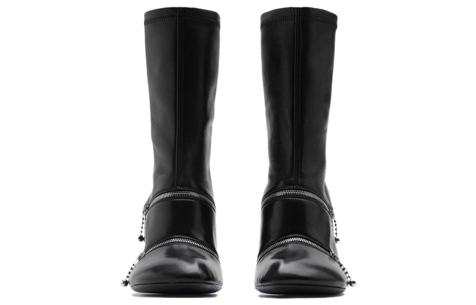(W) Burberry Leather Square Toe Boots 'Black CMFT' 圖 3