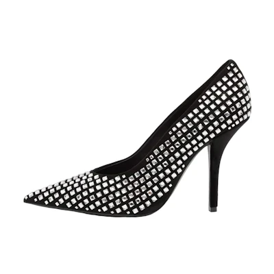 (W) Burberry Leather Stiletto with Crystal Embellishments 'Black'