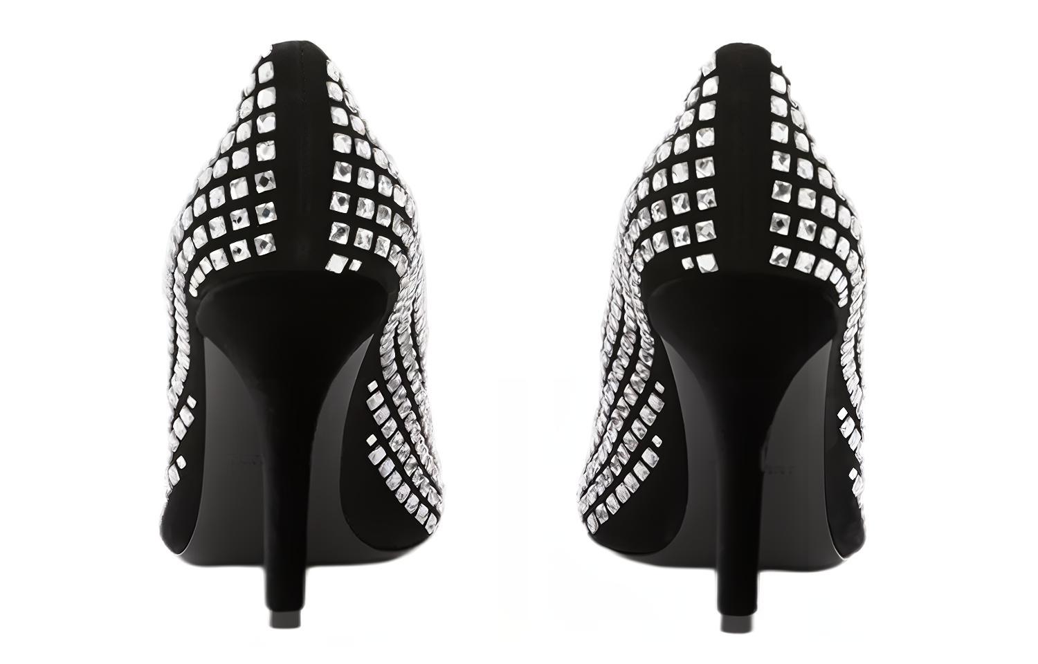 Shop (W) 博柏利黑色皮革水晶装饰高跟鞋 80651401