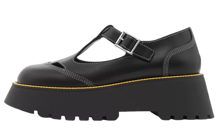 (Women) Burberry Leather Woven Buckle Platform 'Black' 80581401