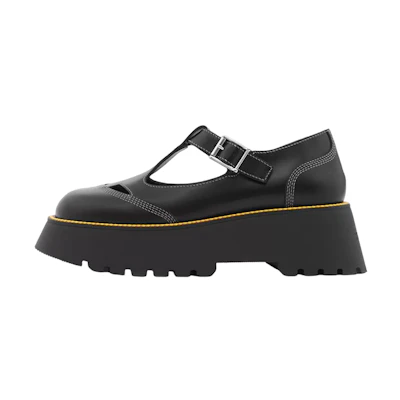 (W) Burberry Leather Woven Buckle Platform 'Black'