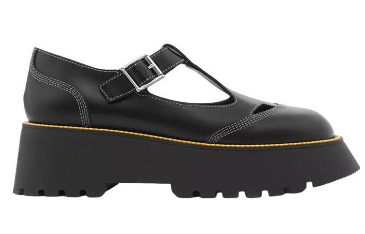 Order (W) Burberry Platform Kulit Sabuk Anyaman 'Hitam' 80581401