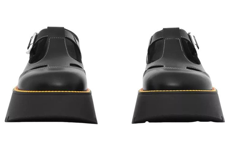 Lookbook (W) Burberry Platform Kulit Sabuk Anyaman 'Hitam' 80581401