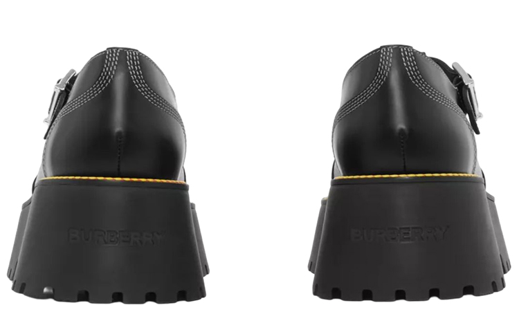 Shop (Women) Burberry Leather Woven Buckle Platform 'Black' 80581401