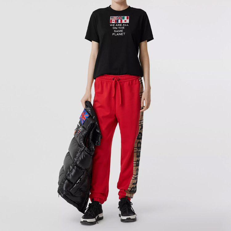 (Women) Burberry Letter & Flag Print Black T-Shirt Crew Neck Short Sleeve 80246261 圖 4