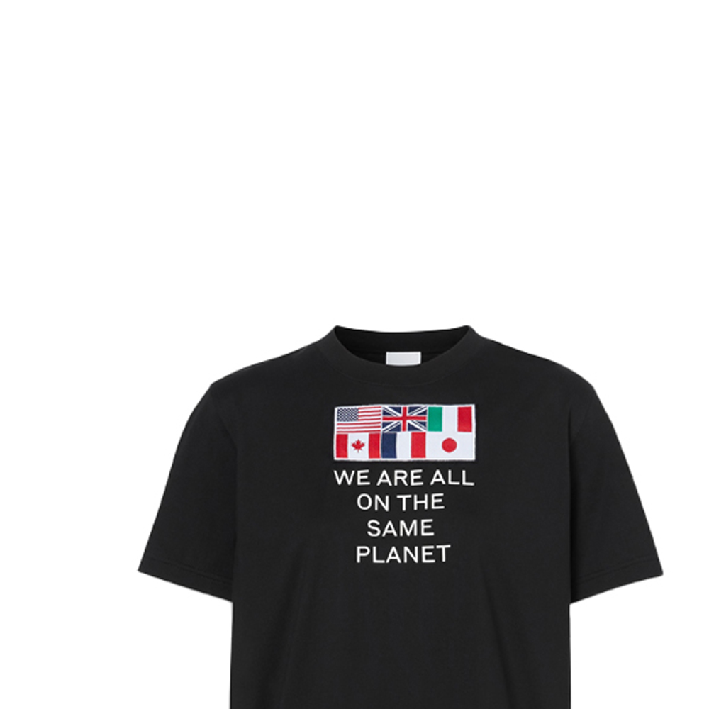 (Women) Burberry Letter & Flag Print Black T-Shirt Crew Neck Short Sleeve 80246261 圖 7