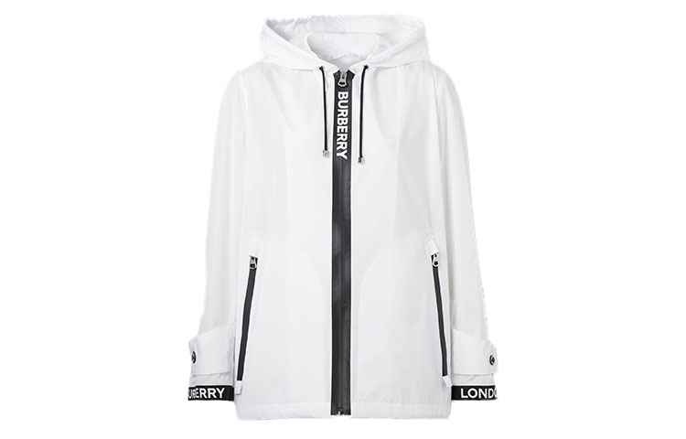 (Women) Burberry Letter Logo Print Hooded Jacket in Optic White 80275321 圖 2